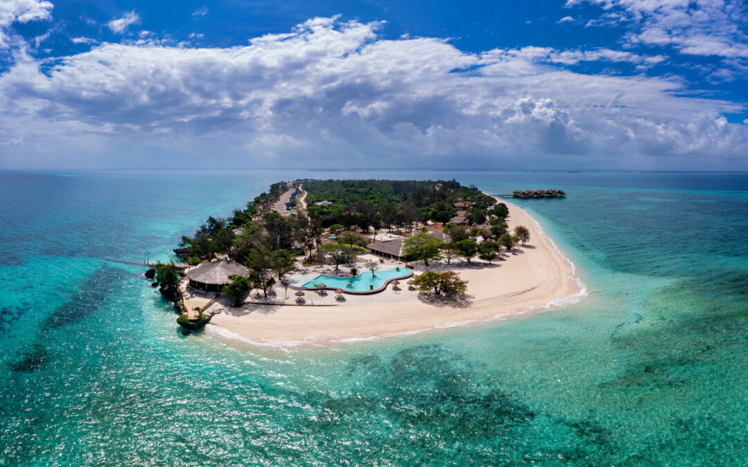 Privát sziget elrejtve Zanzibár partjainál, a buja természet ölelésében